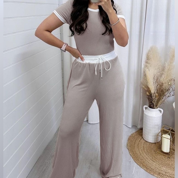 Grey Round Neck Top and Pants Set - Picture 4 of 9